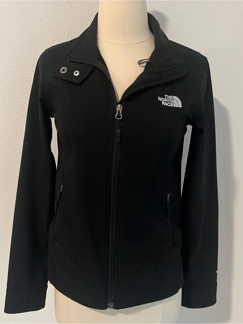 The North Face WindWall Soft Shell Jacket Black Fleece Lined Full Zip XS